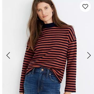 NWOT Madewell Striped Mockneck Boxy Top